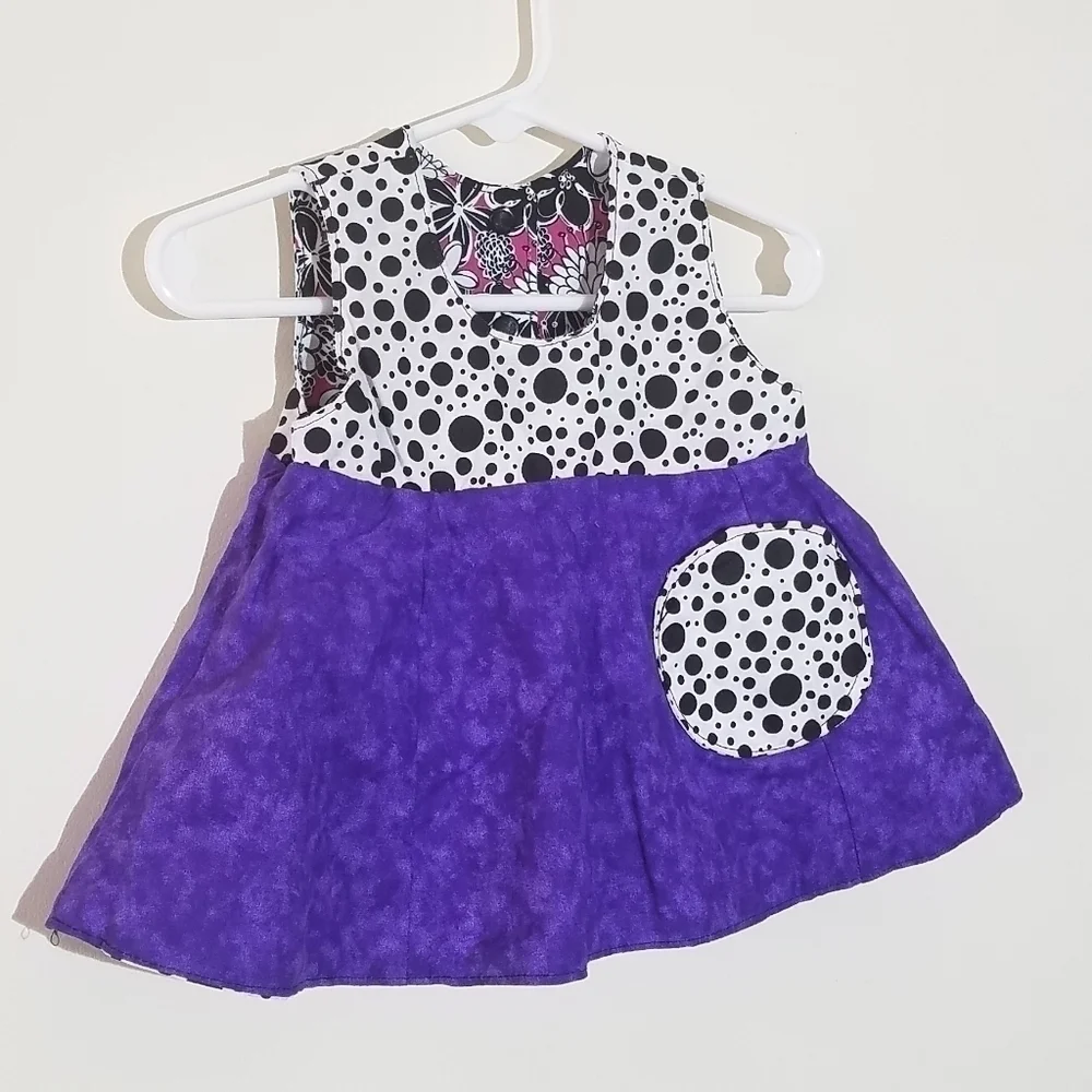 Reversible Handmade Dress Built In Purse 6-9m